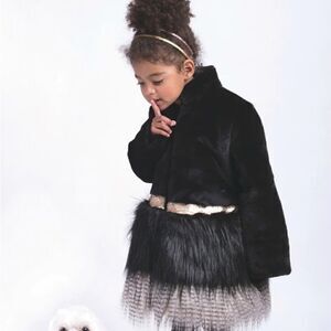 Imoga Collection Freya Long Faux Fur Coat in Black